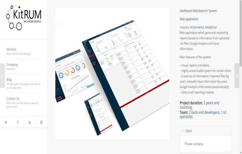 Dashboard Web Reports’ System screenshot 1