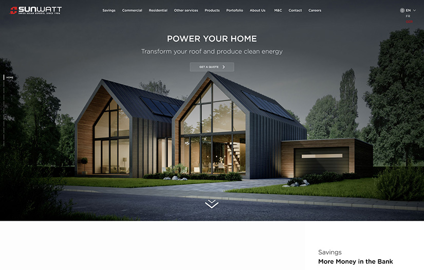 Sunwatt - Swiss solar panel company landing page screenshot 1