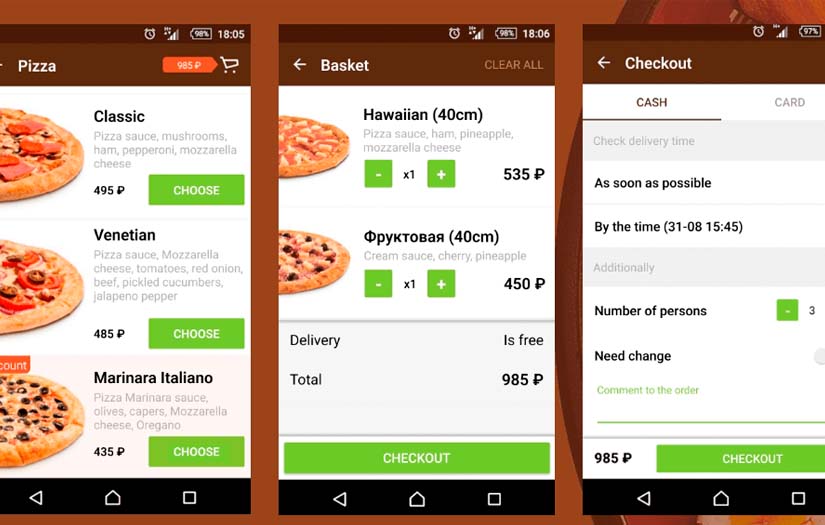 Pizza and sushi delivery app screenshot 1