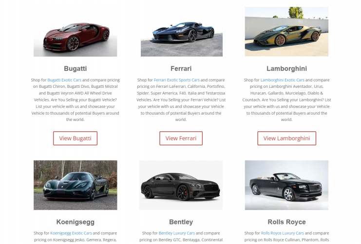 exoticluxurycarsforsale.com screenshot 1