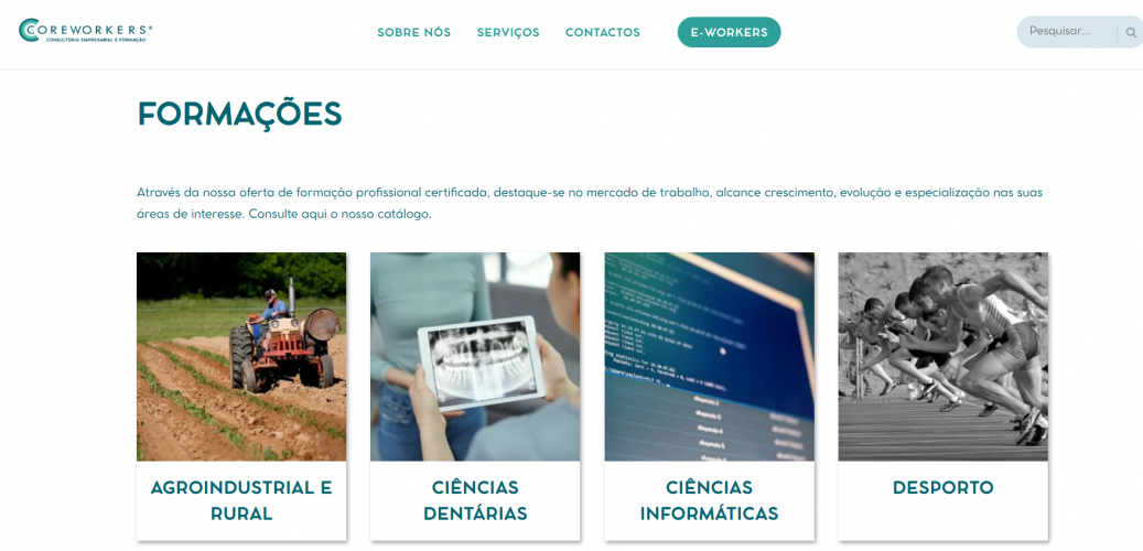 Coreworkers - Educational website screenshot 2