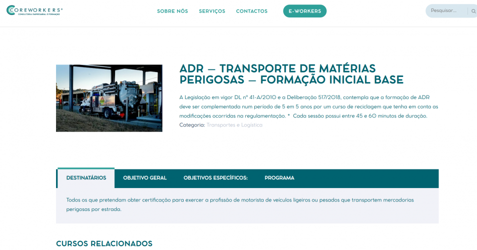 Coreworkers - Educational website screenshot 1