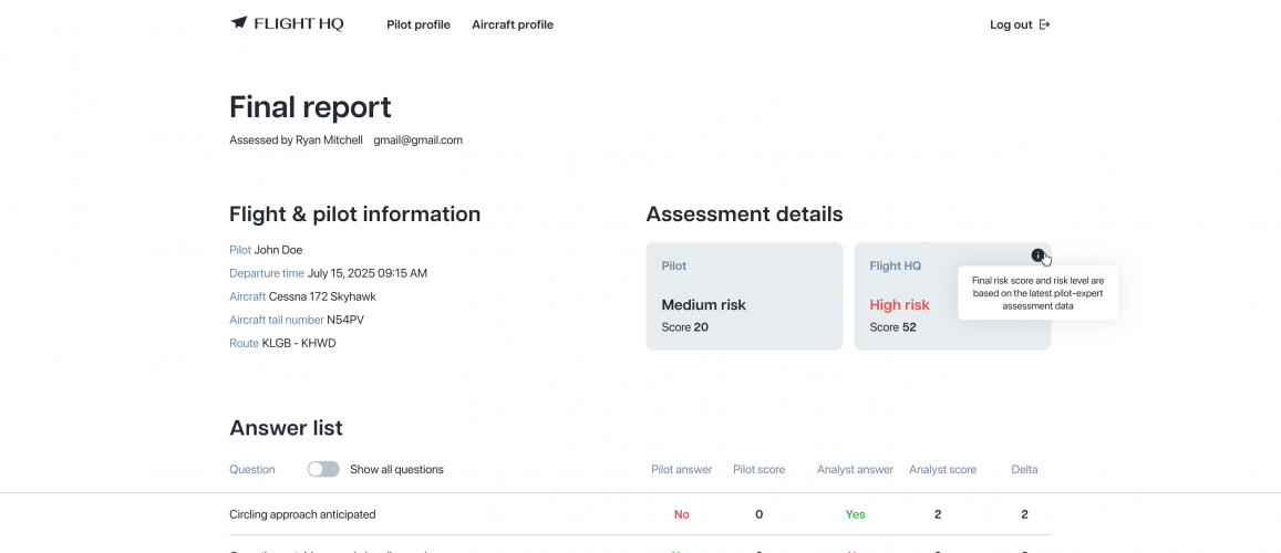 Flight Risk Assessment Platform for US Private Aviation screenshot 1