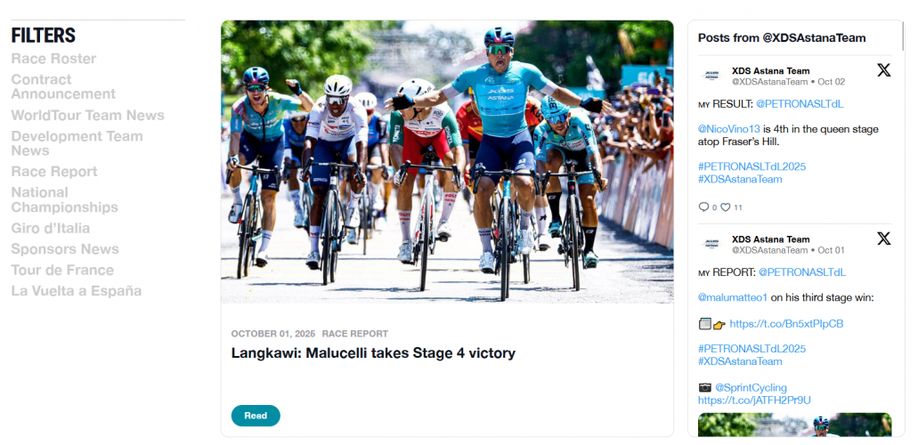 Top-5 UCI WorldTour Team's Corporate Website screenshot 4