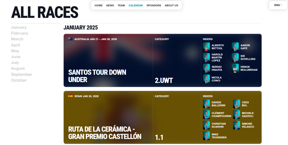 Top-5 UCI WorldTour Team's Corporate Website screenshot 1