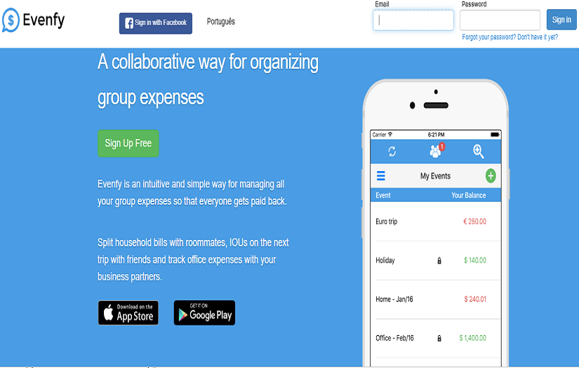 Evenfy - Group Expenses Managing Platform screenshot 1
