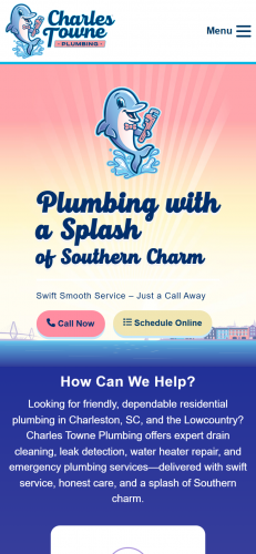 New Colophon-Designed Website Delivers SEO Boost For Charles Towne Plumbing screenshot 1