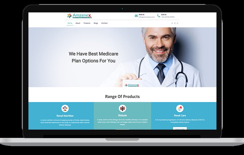 Amzenex Healthcare - Website Development screenshot 1