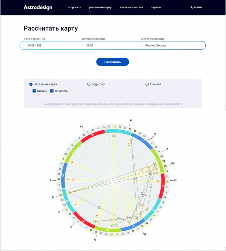 Online service for birth chart and calculation screenshot 3