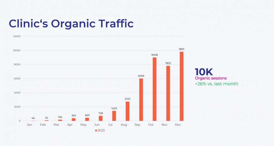 Organic traffic raised from 0 to 10k in 12 months. screenshot 1