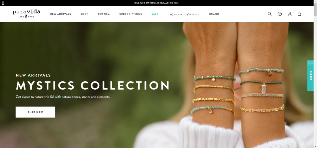 Puravida Bracelets E-commerce screenshot 1