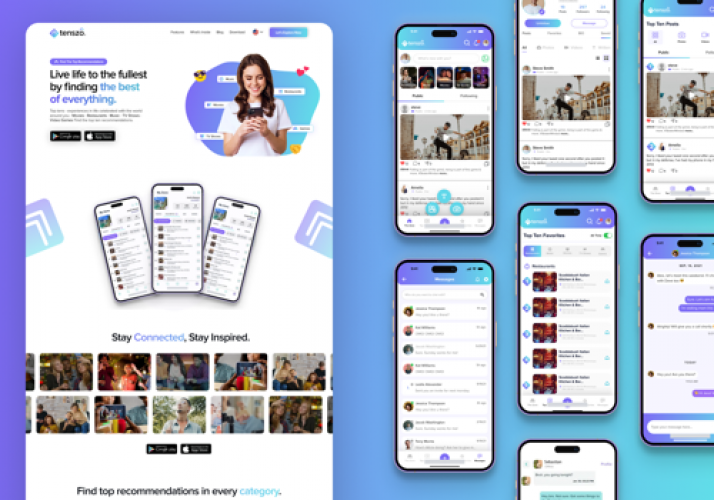 Social Media & Recommendation Platform (Tenszo) screenshot 1