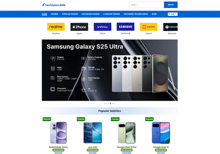 TechSpecs.Info - Mobile Phone Comparison Website screenshot 1