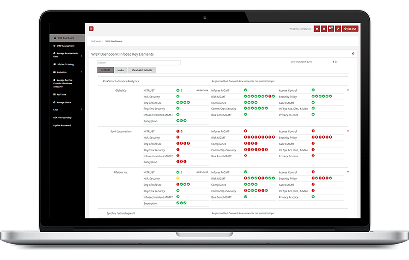 Information Security Risk Assessment Portal screenshot 1