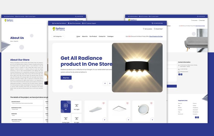 Radiance LED Lighting web designing screenshot 1