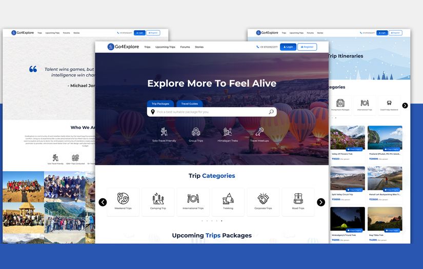 GO4Explore Tour & Travel website development screenshot 1