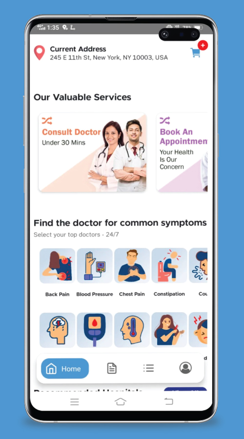 An application for a Complete Online Medical Solution - Care2Home screenshot 1