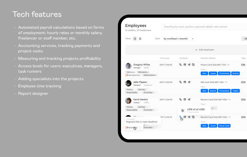 Staff and financial management service development screenshot 1