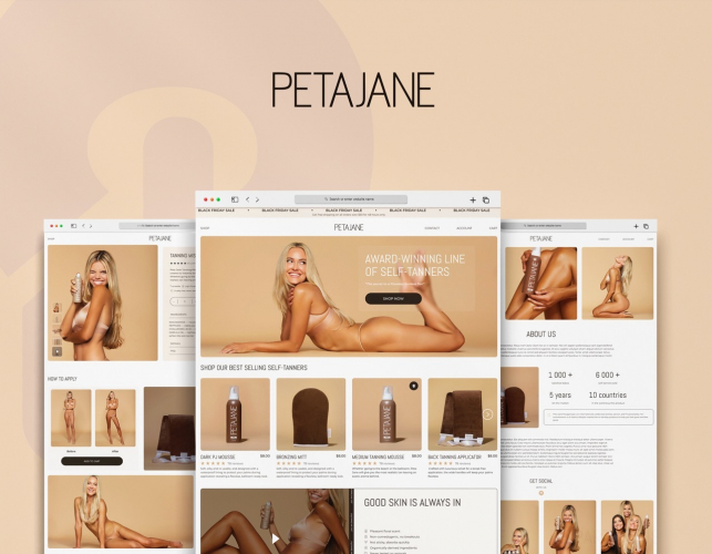 Shopify E-commerce Solution for PetaJane Self-Tanning screenshot 1