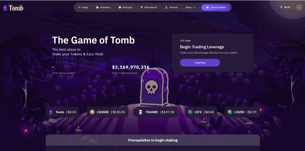 The Game of Tomb: DeFi platform screenshot 1