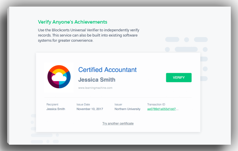 BlockCerts screenshot 2