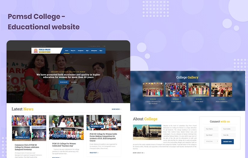 PcmsdCollege- Educational website screenshot 1