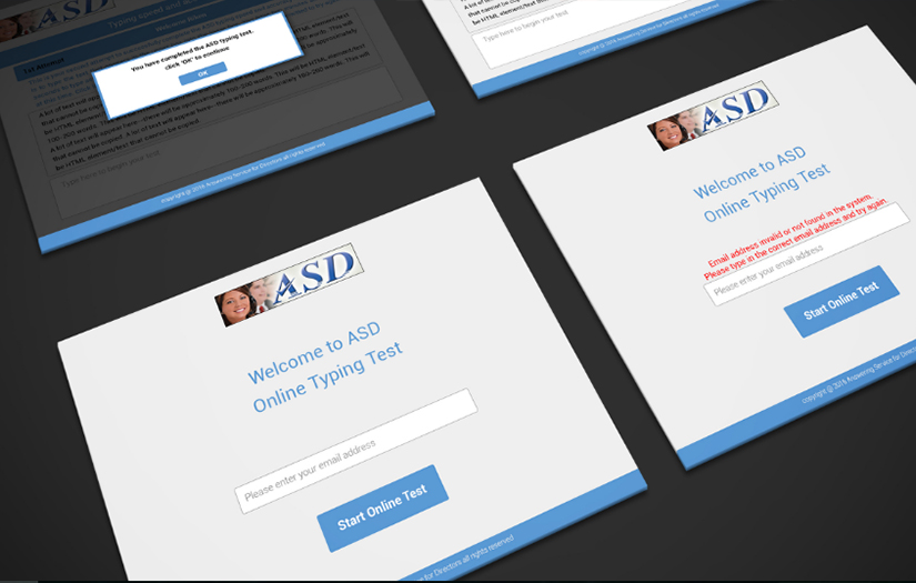 Online Typing Test Web Application - ASD screenshot 1