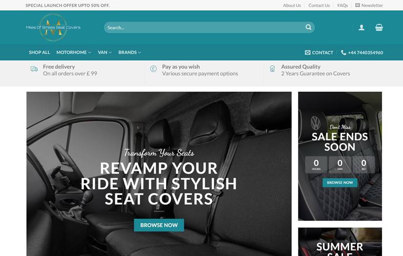 MilesOfSmilesSeatCover - Online Store screenshot 2