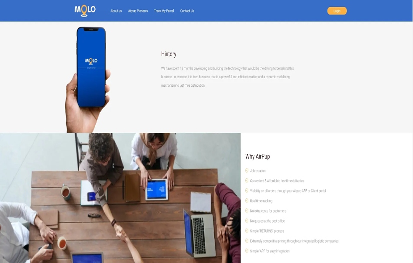 Molo Website screenshot 2