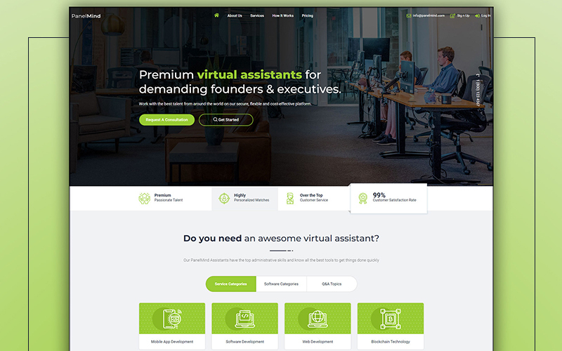 Virtual Assistants Company Landing Page Design screenshot 1