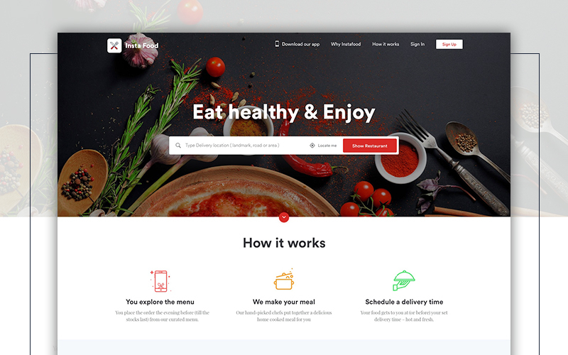 Food Corporate Website Landing Page Design screenshot 2