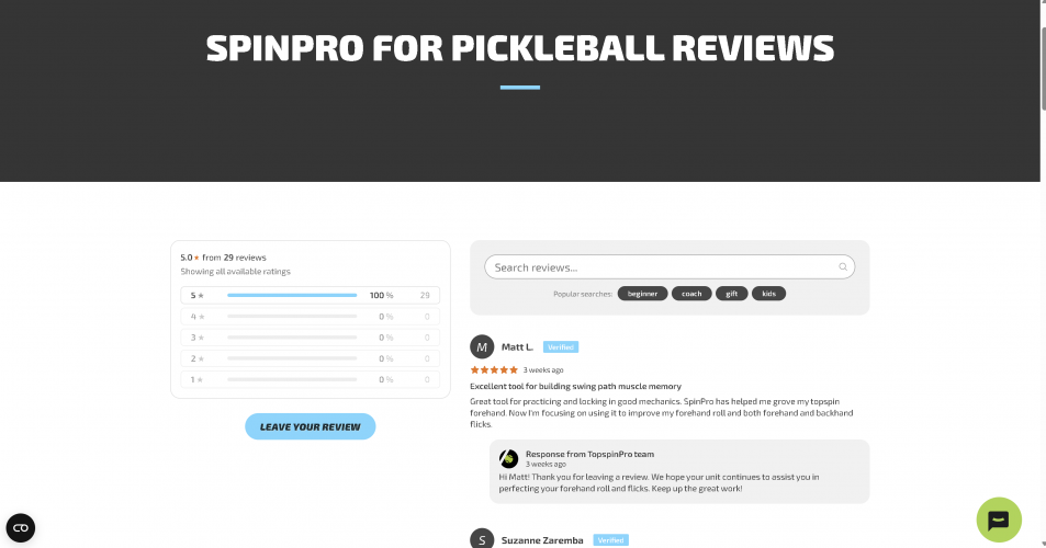 TopspinPro.com screenshot 2