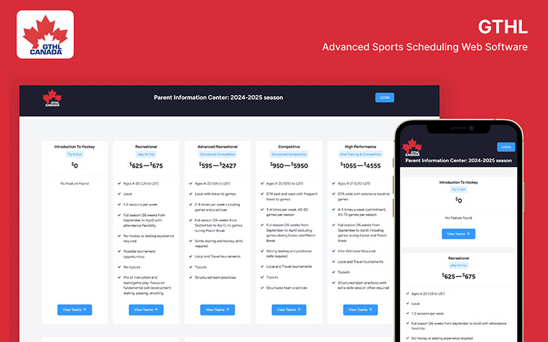 Sports Scheduling Web Software screenshot 1