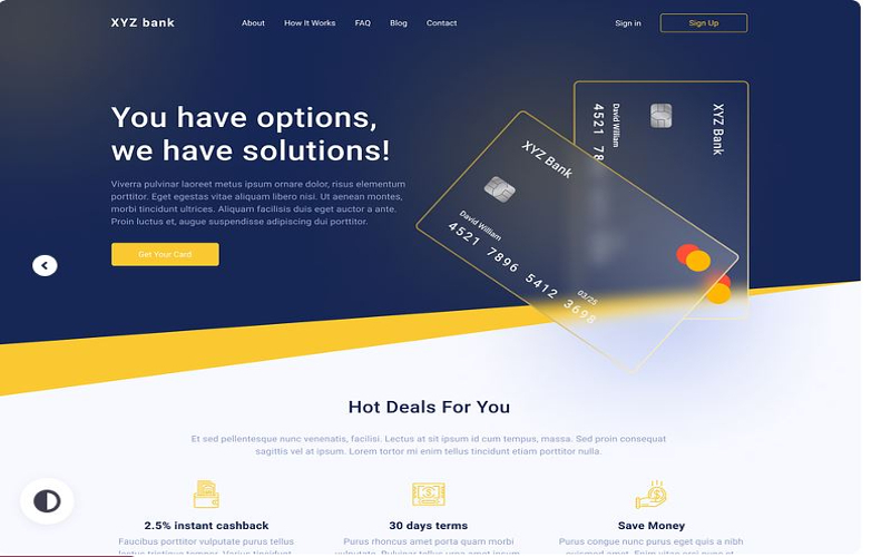 Landing Page design for a Bank screenshot 1