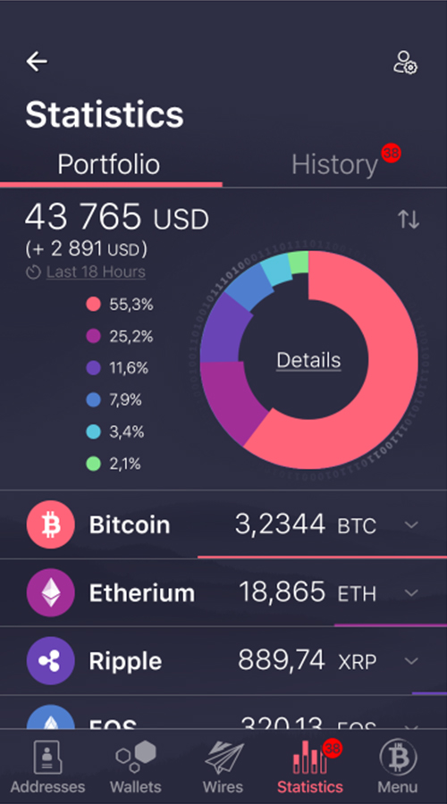 Cryptocarrency wallet screenshot 1