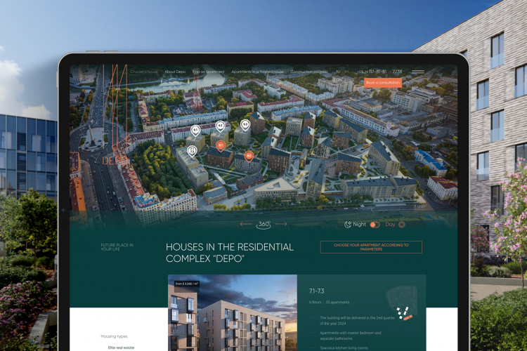 DEPO Quarter — website of a unique residential complex screenshot 1