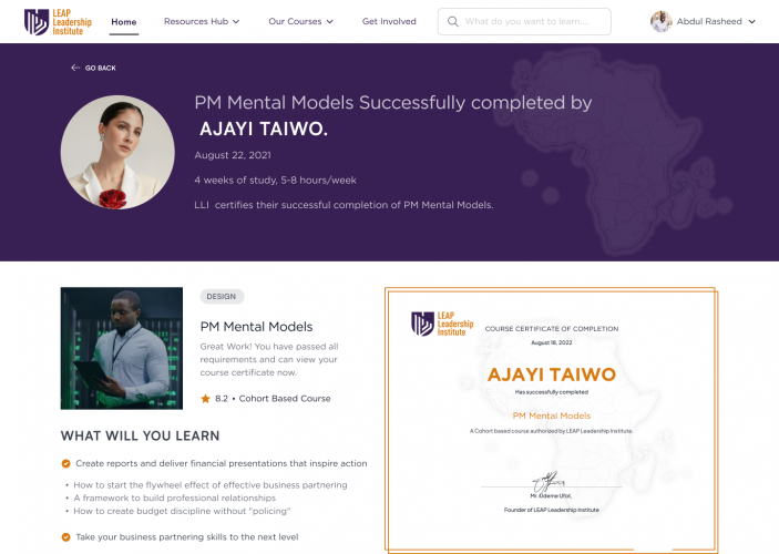 e-Learning Responsive Web Application - LEAP Africa Project screenshot 1