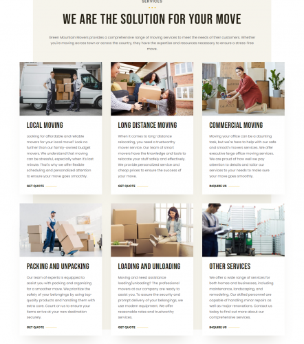Brand Design and Website development for Green Mountain Movers screenshot 2