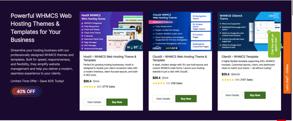 Buy Web Hosting Themes & Templates for WHMCS screenshot 1