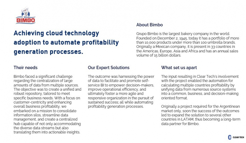 Bimbo - Achieving cloud technology adoption to automate profitability generation processes screenshot 1