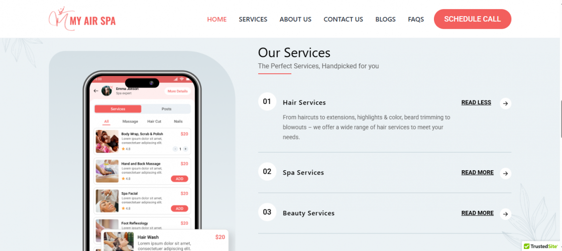 My Air Spa (Web & Mobile App) screenshot 1
