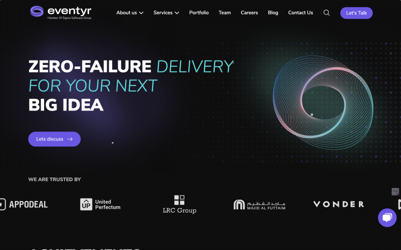 Development of a corporate website Eventyr with custom solutions screenshot 1