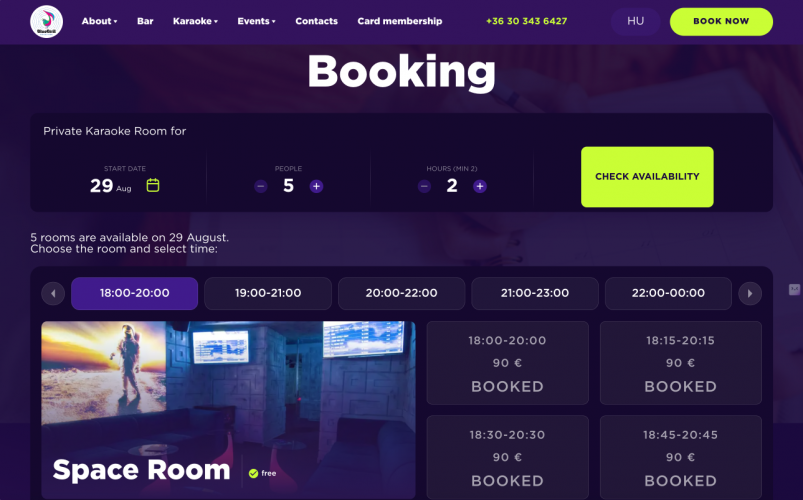 Custom web development of a booking system screenshot 1