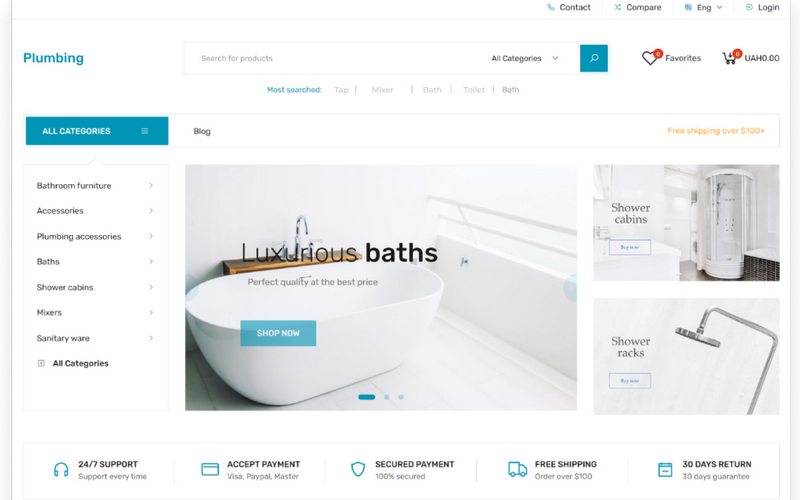 Laravel based eCommerce for a plumbing store screenshot 1