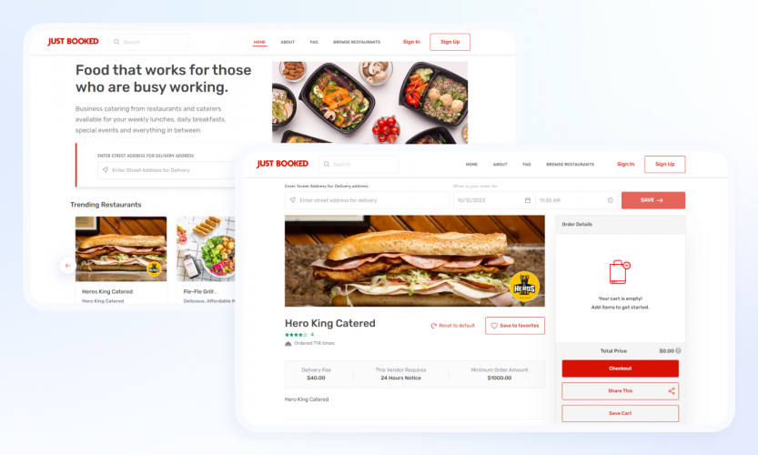 JustBooked - Food that works for those who are busy working screenshot 1