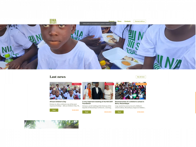 Corporate website for the Charitable Foundation in Africa screenshot 2