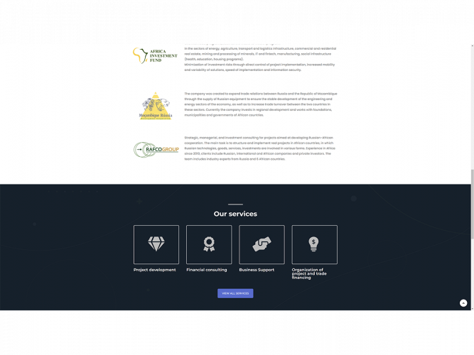 A corporate website telling about the investment fund, its projects and tasks screenshot 4