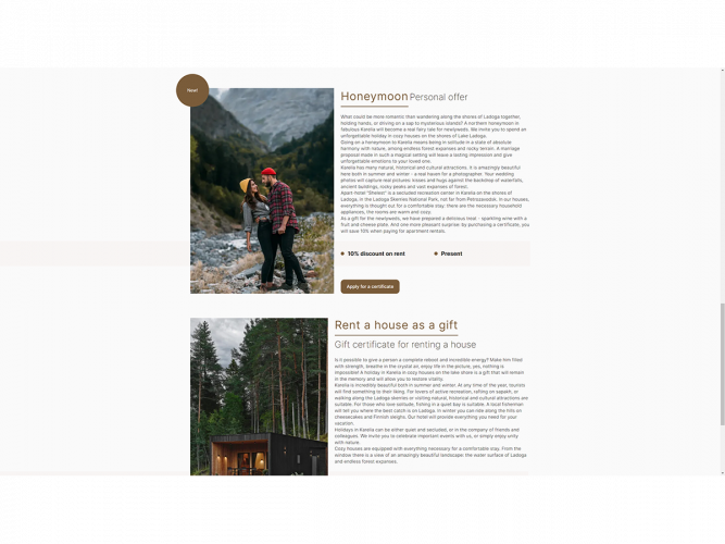 Corporate website for an apart-hotel in Karelia screenshot 5