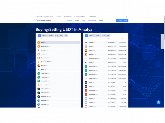 Cryptocurrency exchange site. Created for the exchange, purchase and withdrawal of various cryptocurrencies in Antalya screenshot 2