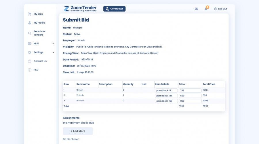 ZoomTender: Innovative reverse auction platform Post, Choose, Pay less screenshot 1